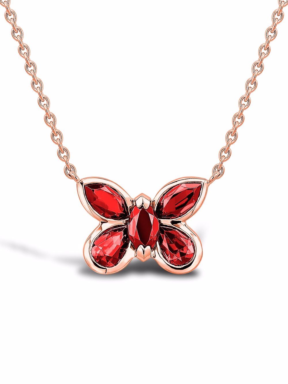 Image 2 of Pragnell 18kt rose gold Butterfly ruby pendant necklace