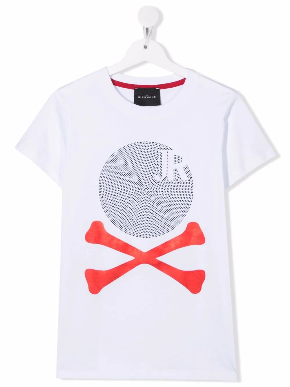 

John Richmond Junior playera con logo y apliques - Blanco