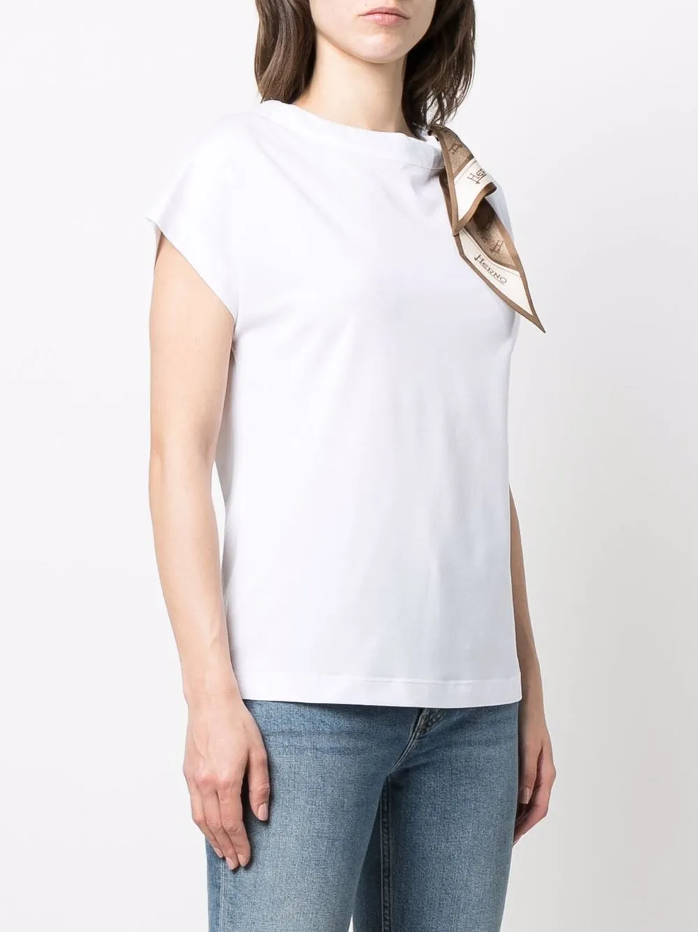 Herno T-shirt met sjaaldetail Wit