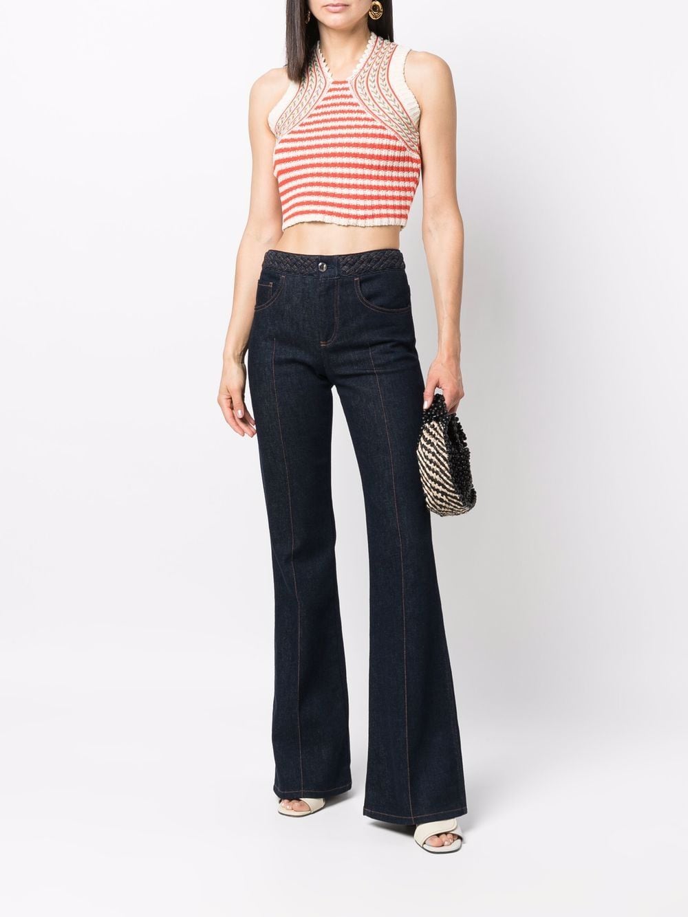 Shop ETRO striped knitted crop top with Express Delivery - FARFETCH