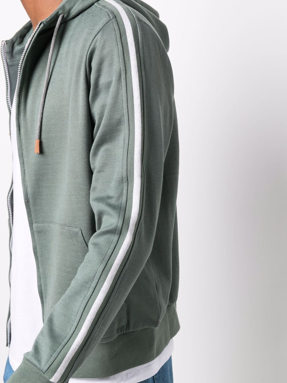 фото Eleventy stripe-detail zipped hoodie