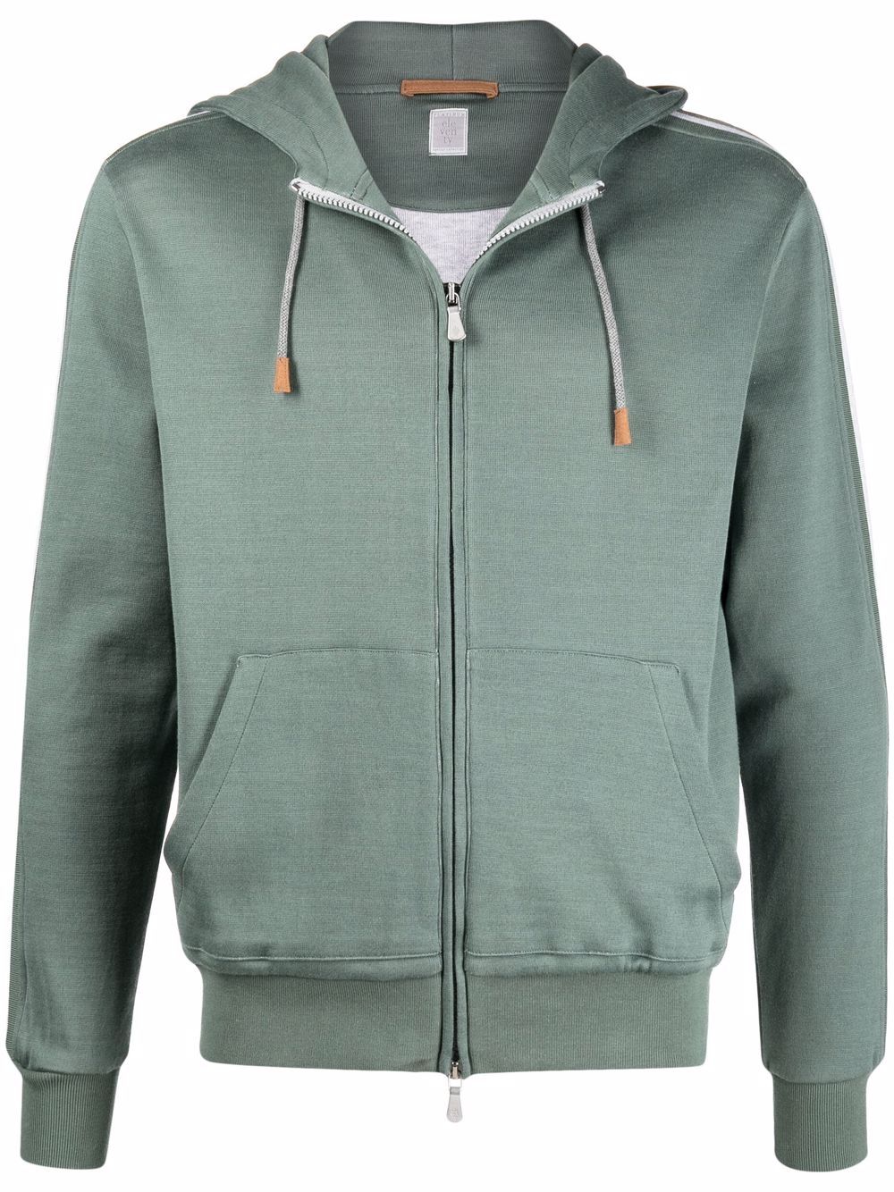 

Eleventy stripe-detail zipped hoodie - Green