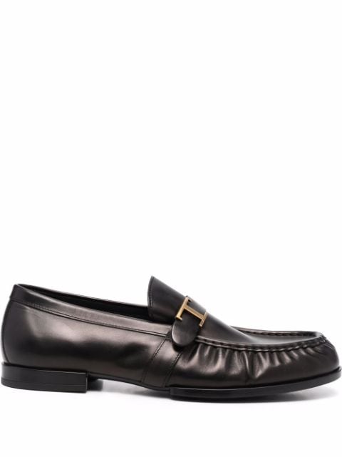 Shop Tod's T-logo leather loafers with Express Delivery - FARFETCH