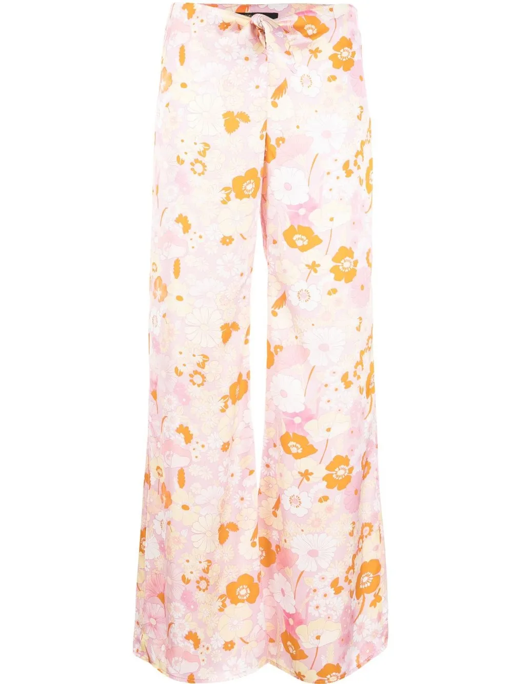 Maje Pisella Floral Flared Tie Front Pants In Pink