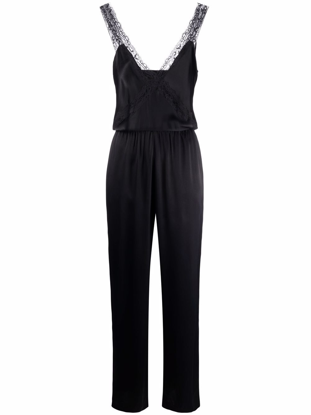 Maje Floral lace-trim Satin Jumpsuit - Farfetch