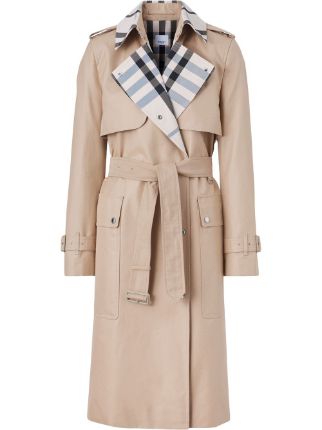 Burberry Check Panel Trench Coat - Farfetch