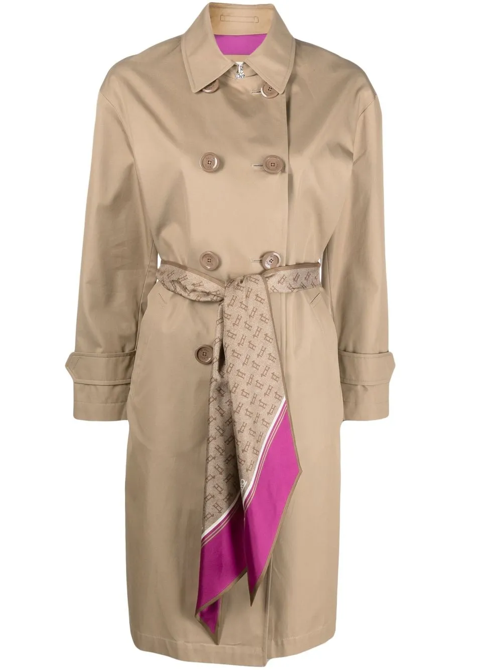 

Herno scarf-detail trench coat - Neutrals