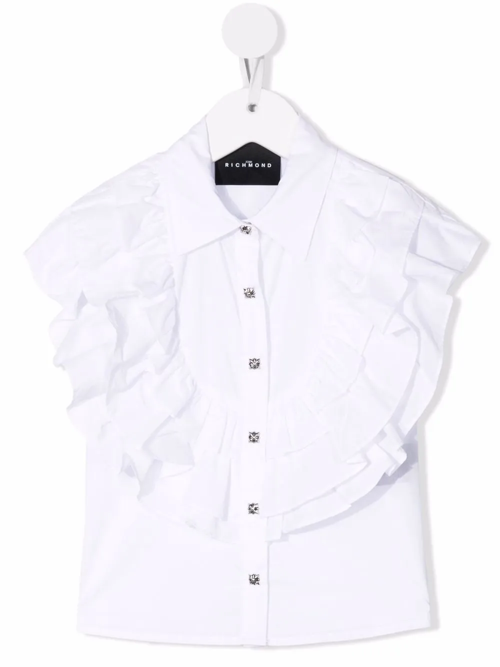

John Richmond Junior camisa con volantes - Blanco