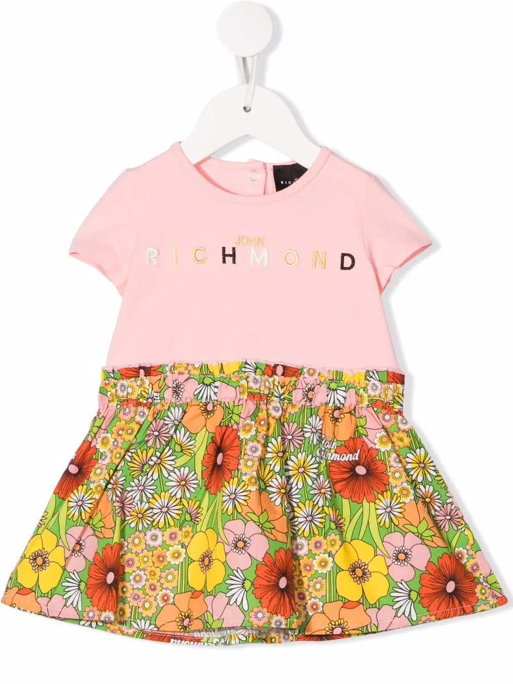 

John Richmond Junior vestido con logo estampado - Rosado