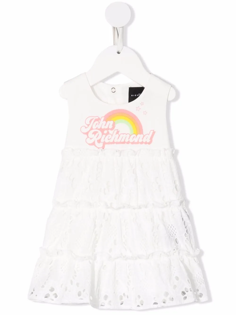 

John Richmond Junior logo-print tiered dress - White