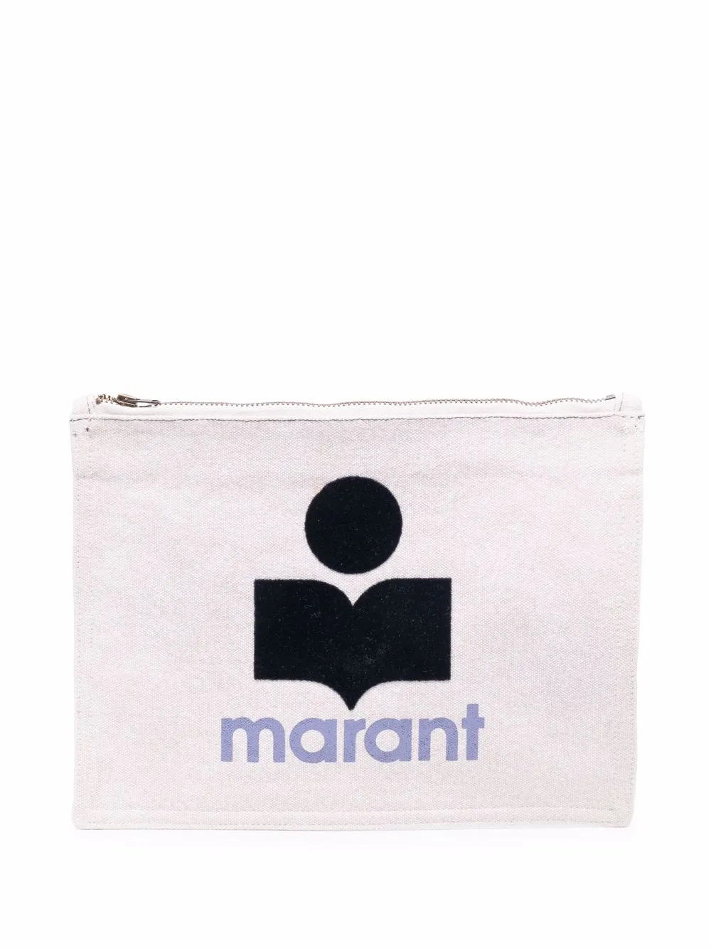

Isabel Marant logo-print cotton clutch bag - Neutrals