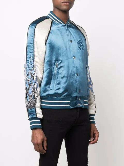 AMIRI Satin Flames Souvenir Varsity 