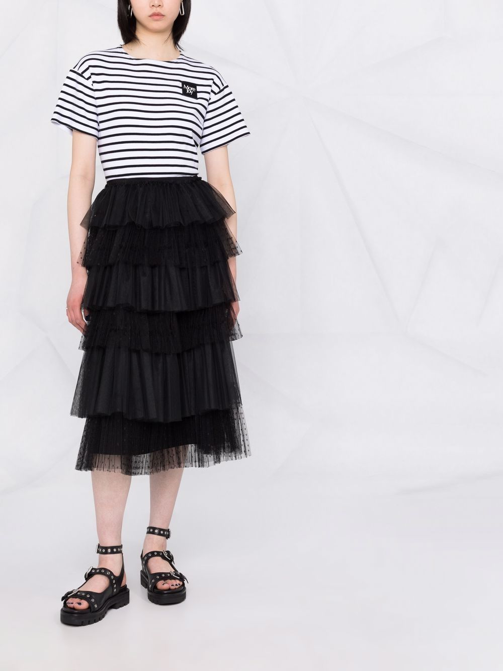 фото Red valentino point d'esprit tulle tiered midi skirt