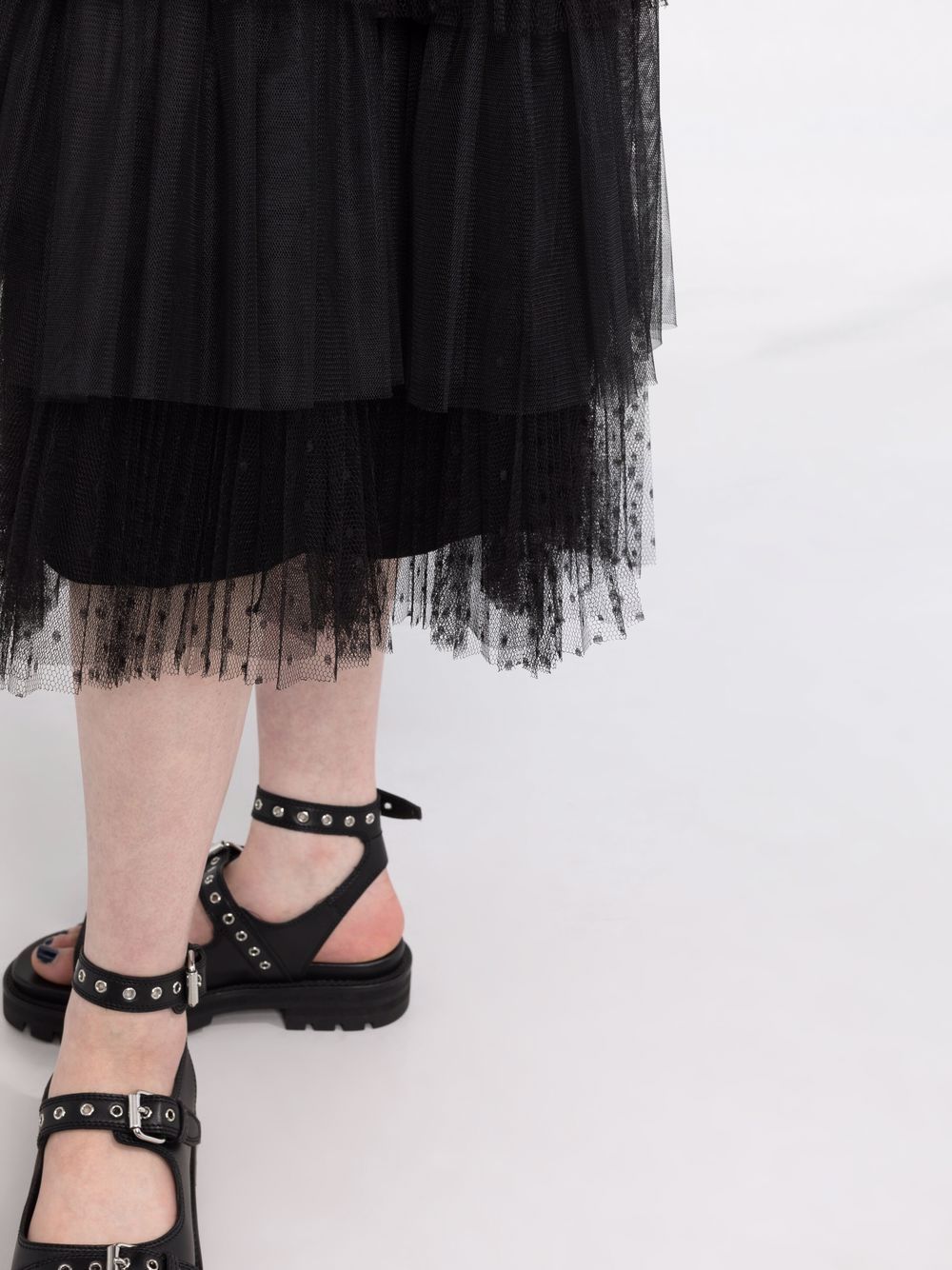 фото Red valentino point d'esprit tulle tiered midi skirt