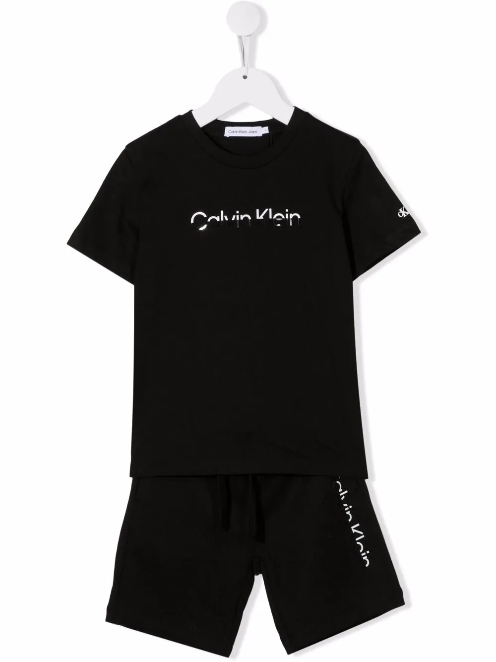 

Calvin Klein Kids set de shorts y playera con logo estampado - Negro