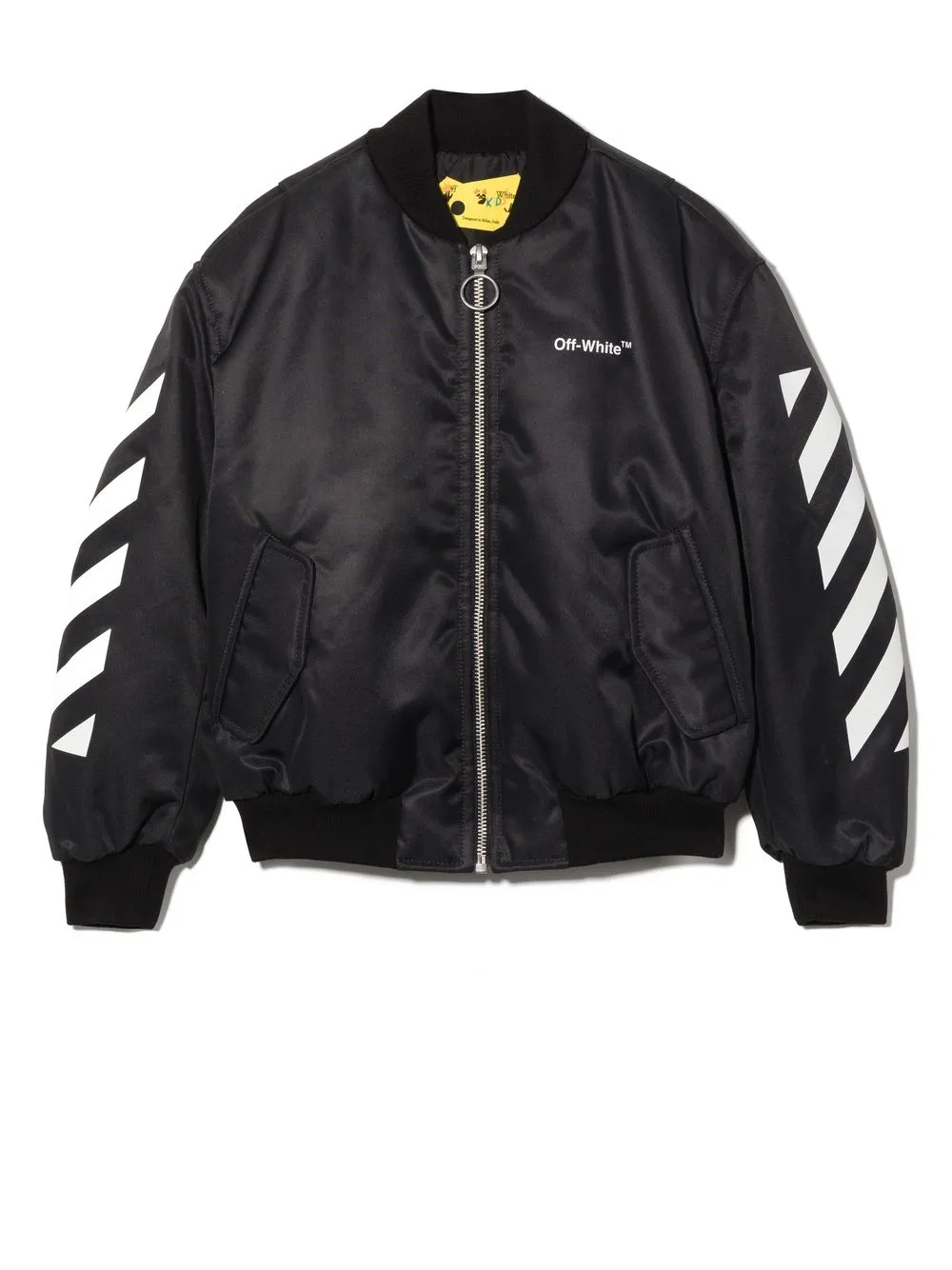 

Off-White Kids diagonal stripes zipped bomber jacket - Black