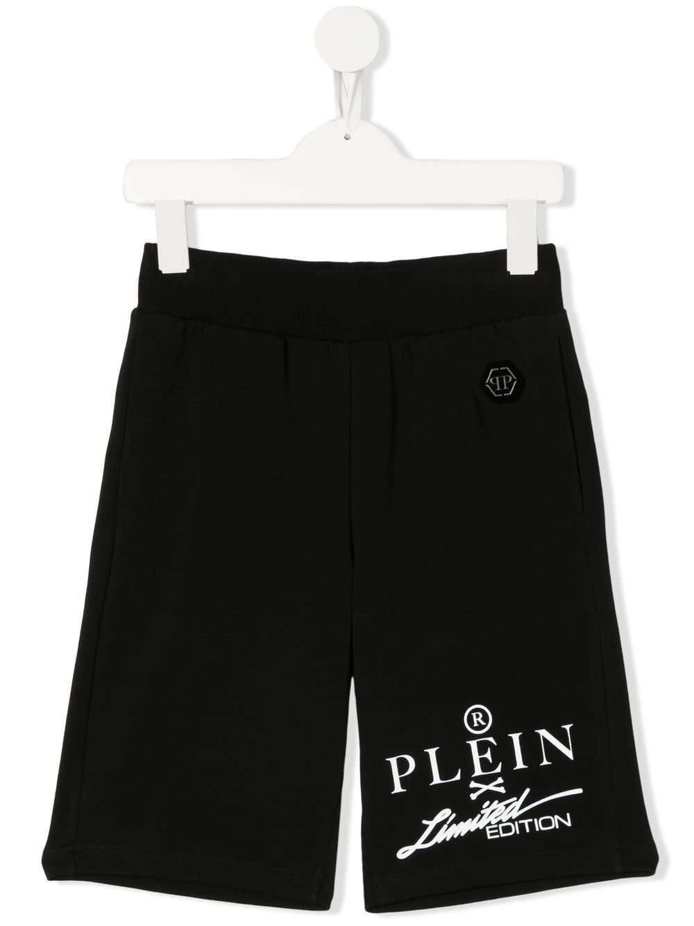 Shop Philipp Plein Junior Logo Track Shorts In Black