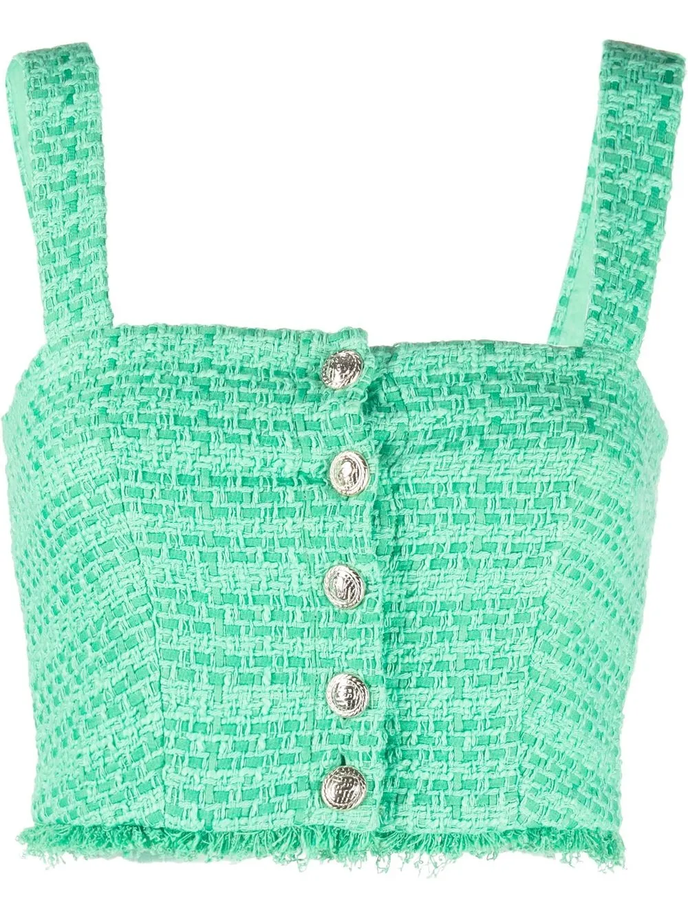 

Maje cropped tweed-design top - Green