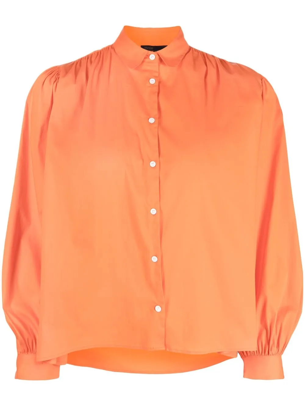 

Maje ruched cotton-blend shirt - Orange