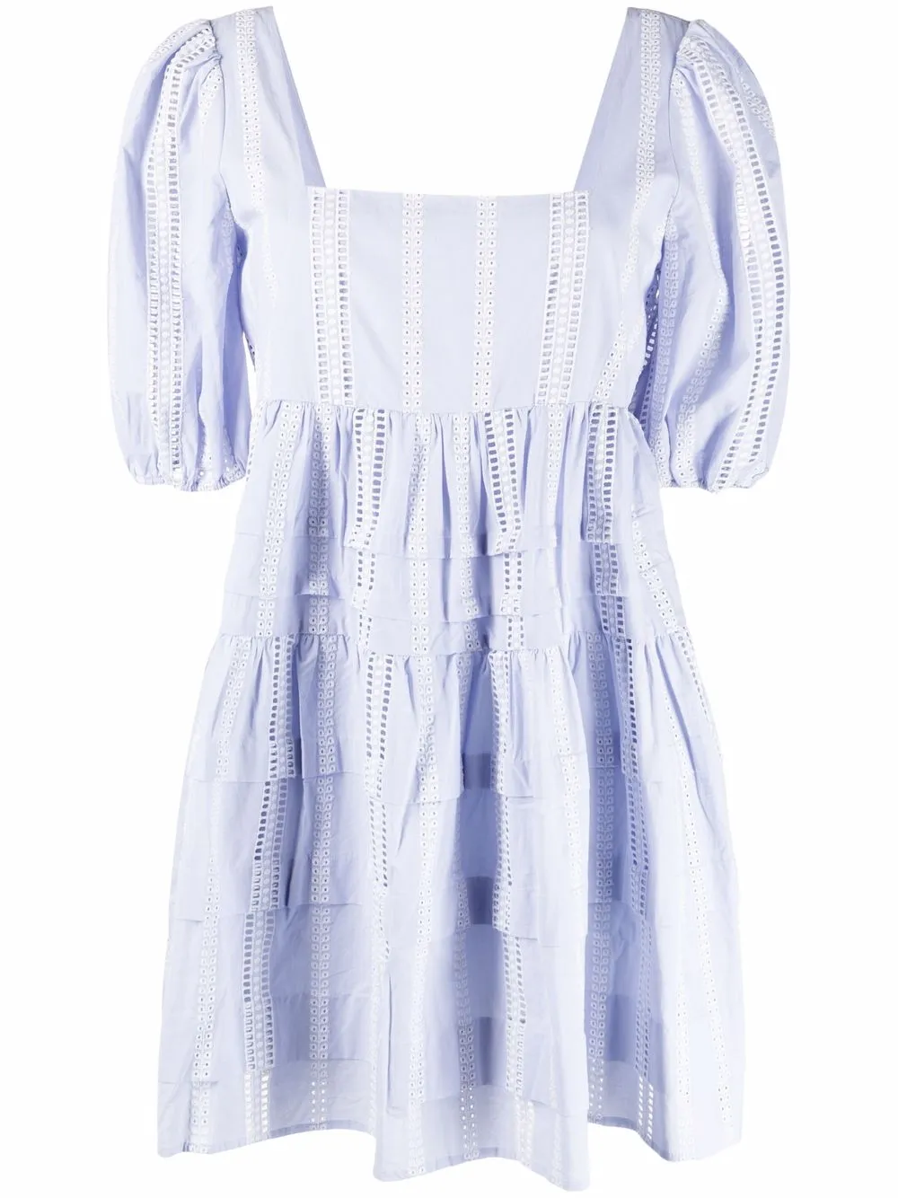 

Maje puff-sleeve square-neck dress - Blue