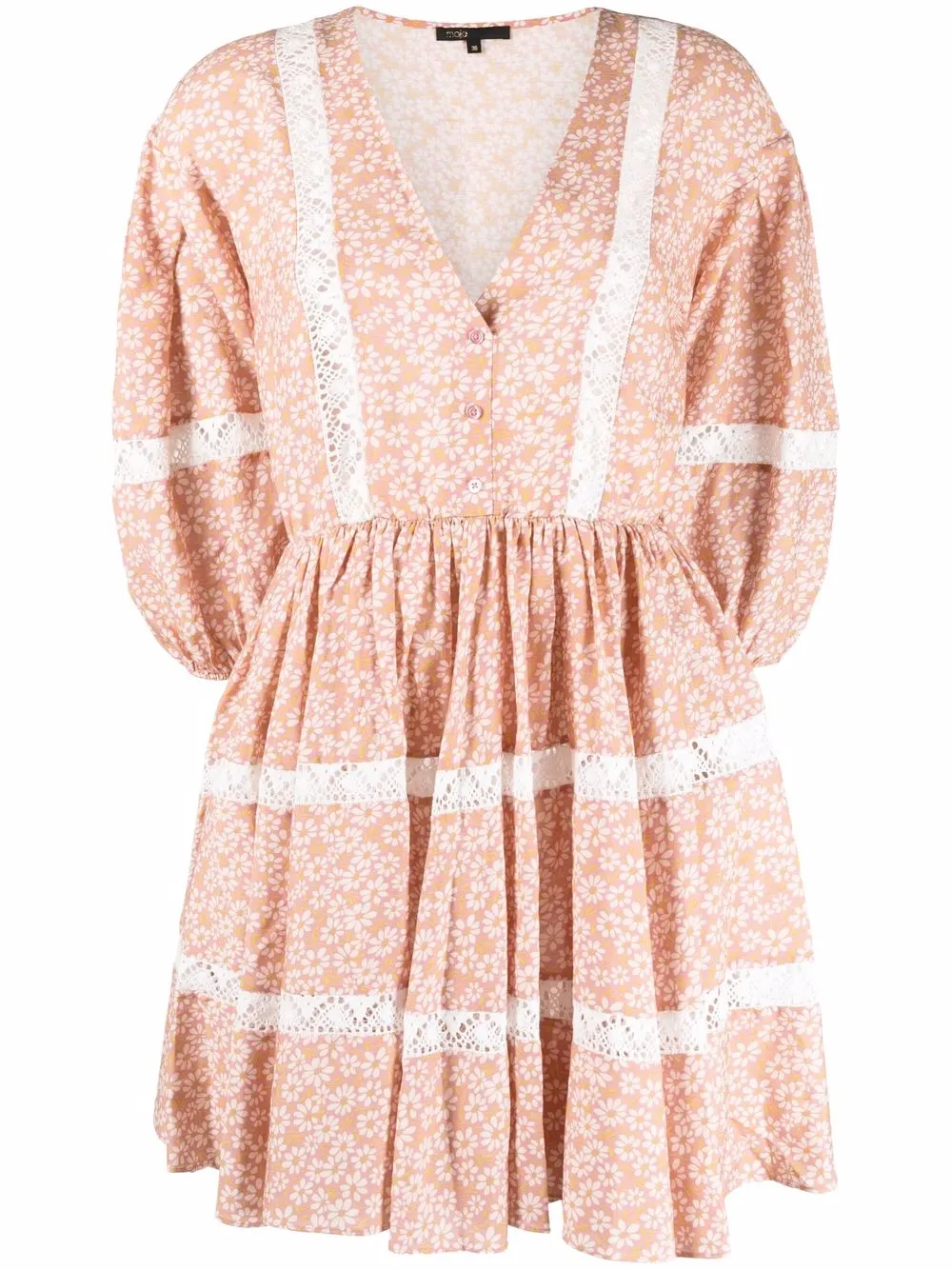 

Maje floral-print puff-sleeve dress - Pink