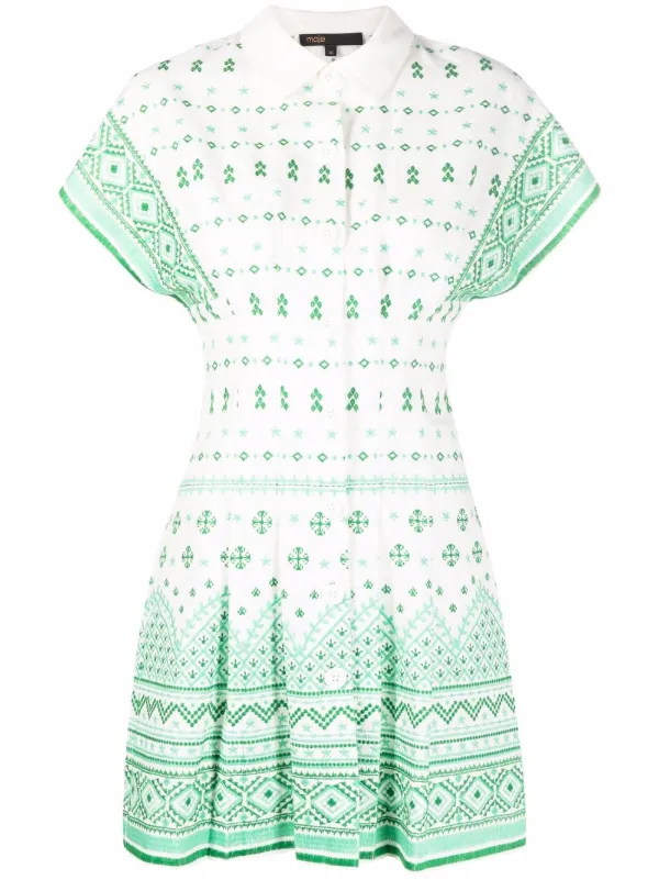 Maje Embroidered button-up Dress - Farfetch