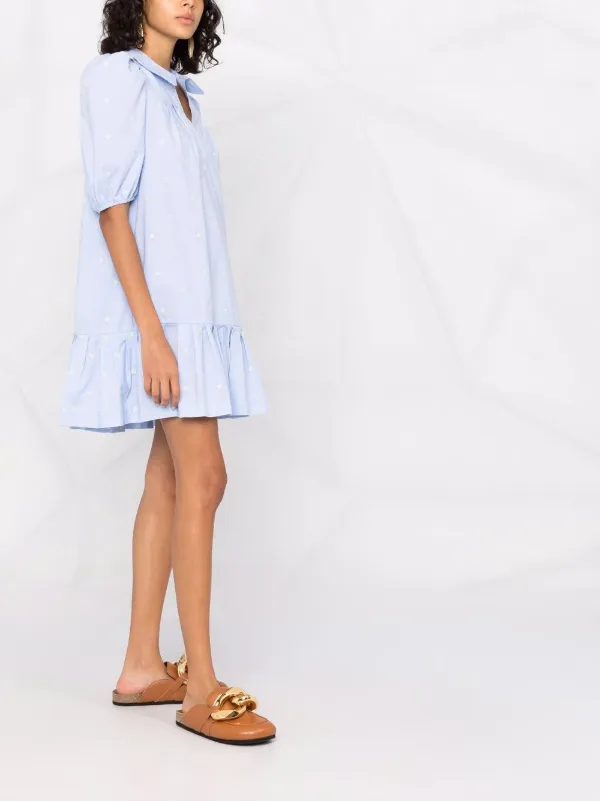 Shop Maje heart-embroidered puff-sleeve 