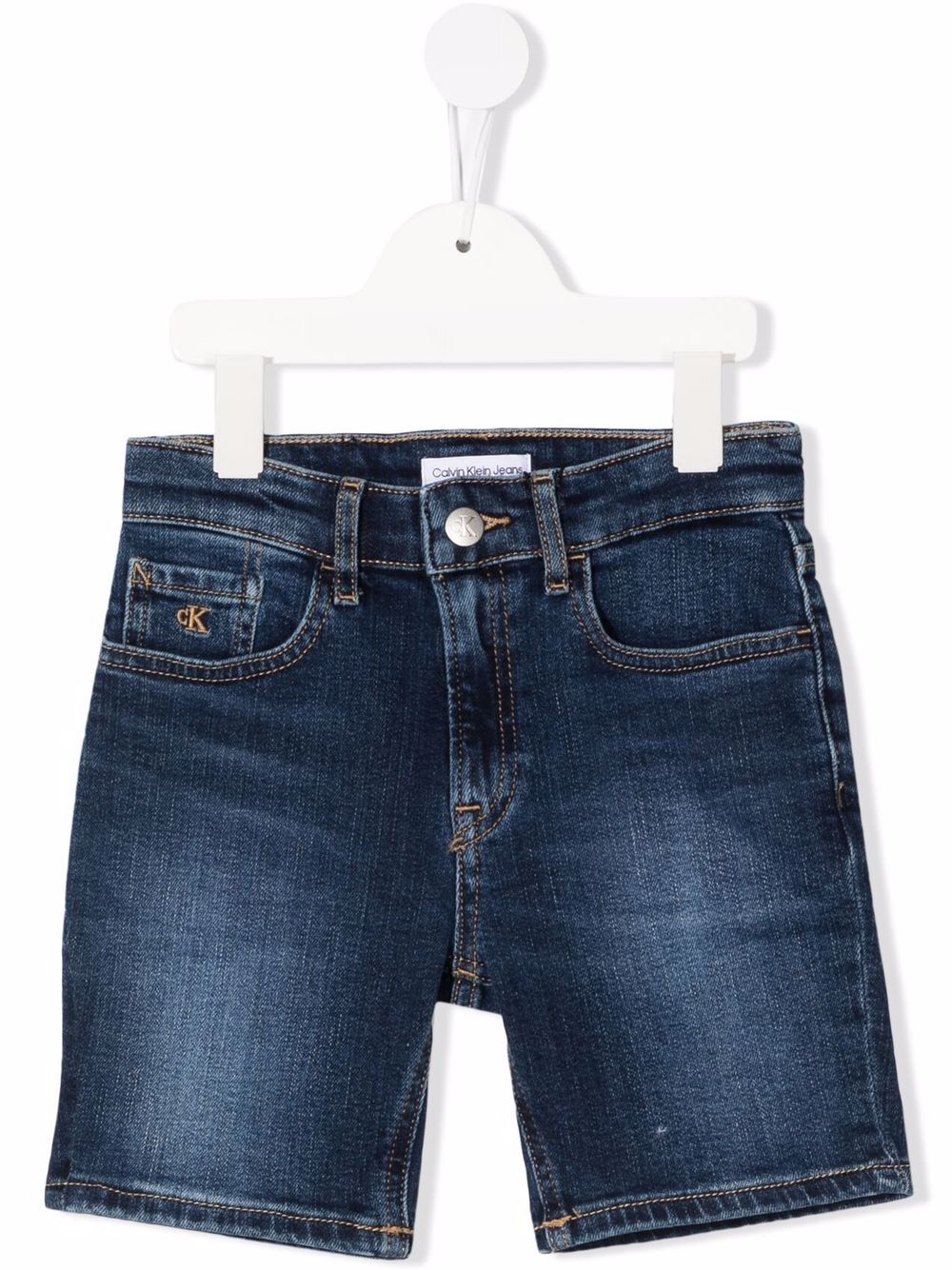 

Calvin Klein Kids shorts de mezclilla con parche del logo - Azul