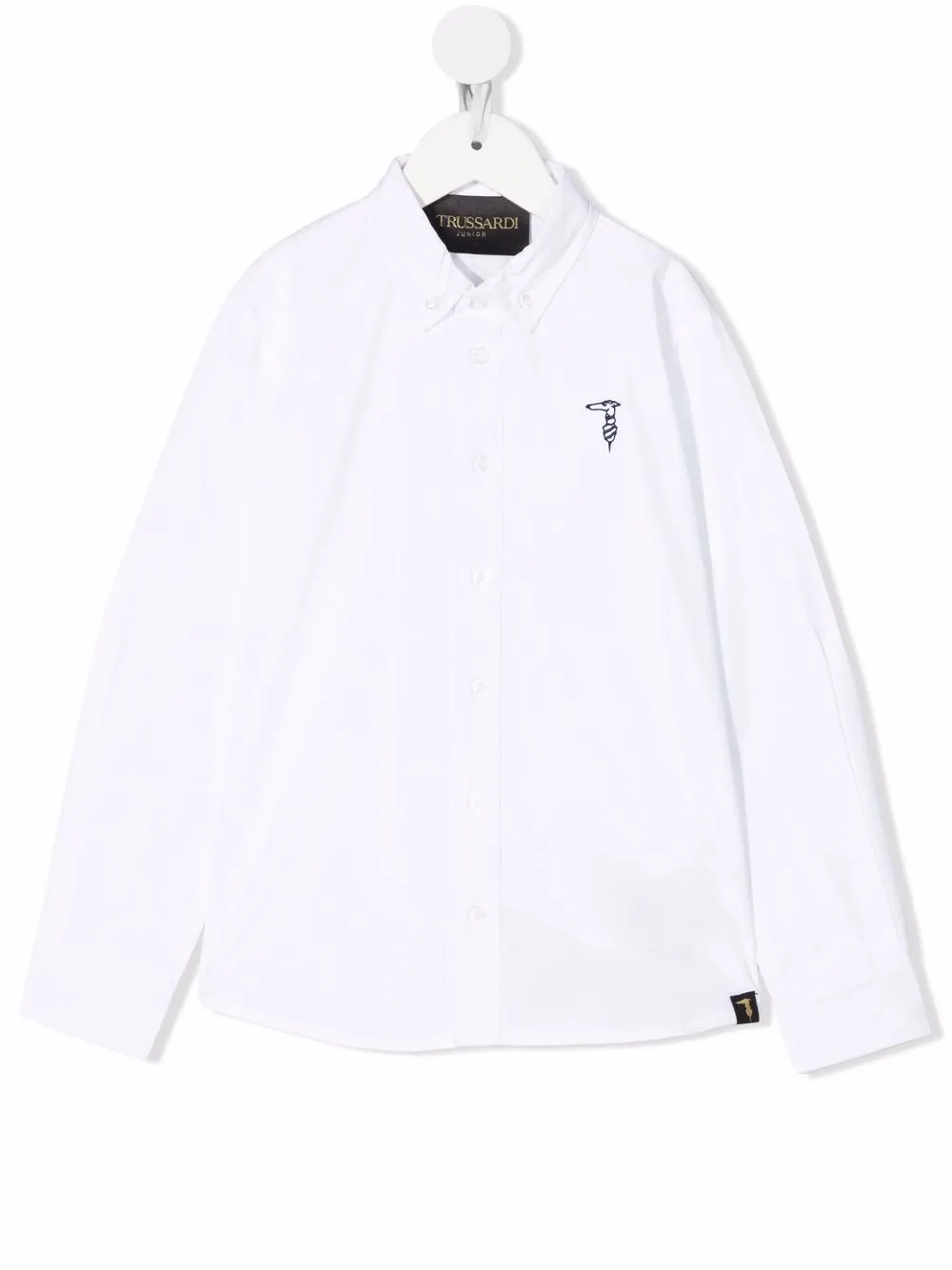 

TRUSSARDI JUNIOR embroidered-logo button-up shirt - White