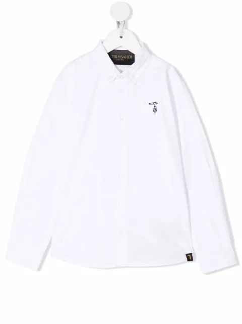 TRUSSARDI JUNIOR قميص بأزرار وتطريز شعار الماركة