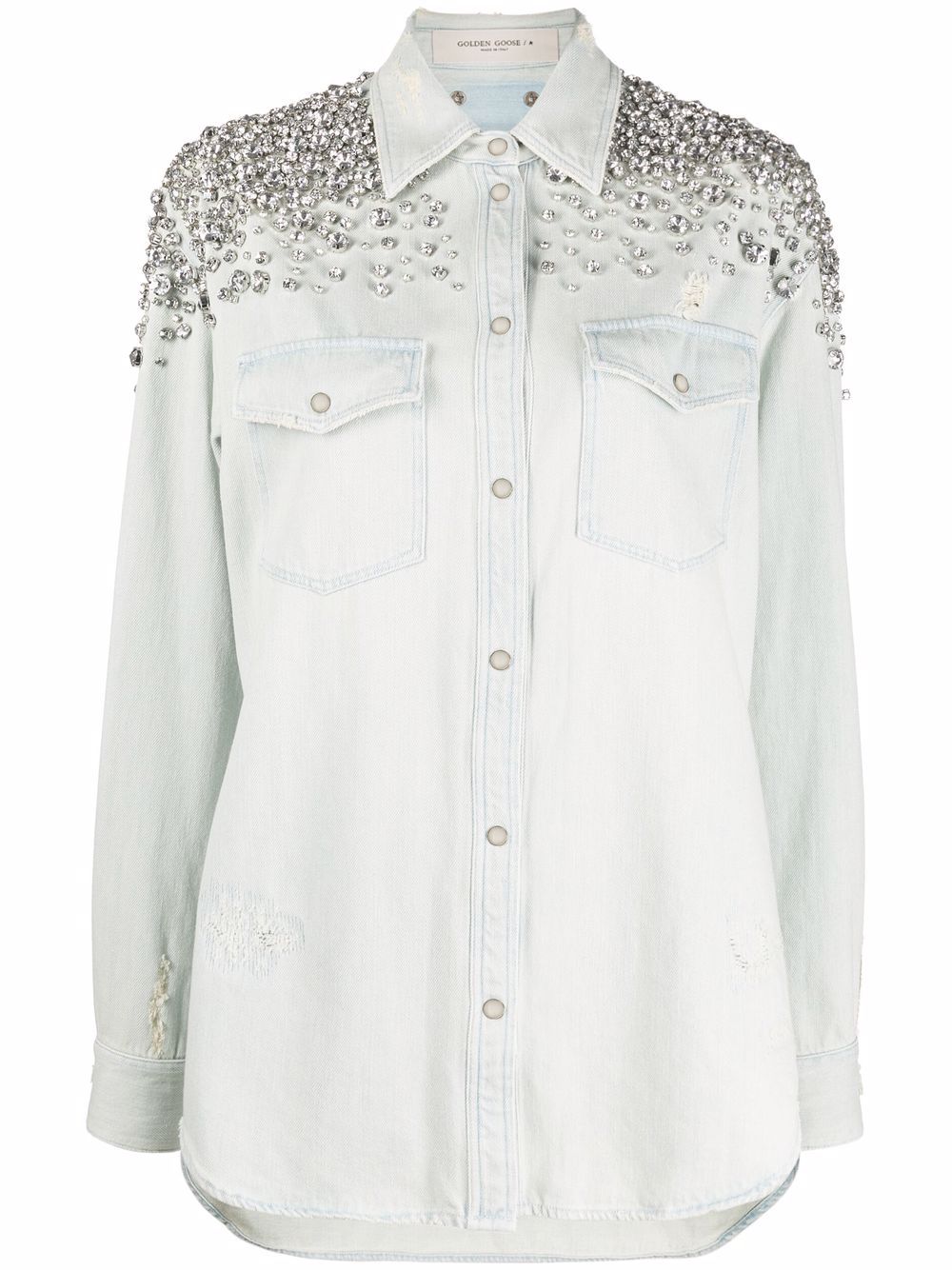 Image 1 of Golden Goose crystal-embellished denim shirt