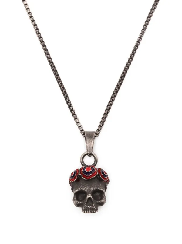 Tateossian Gothic Rose Skull Necklace 