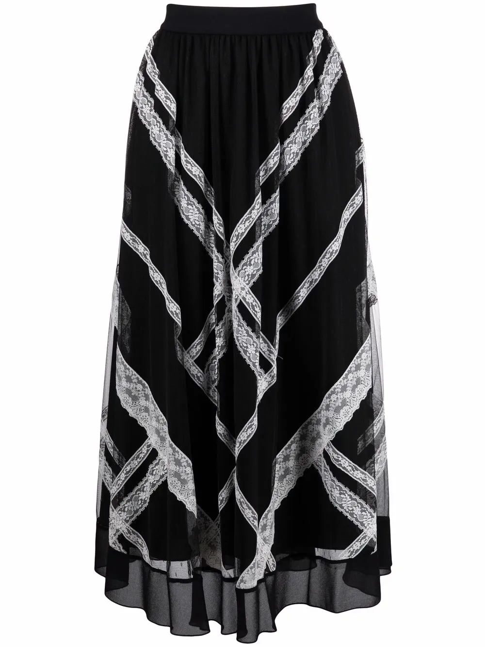 

TWINSET lace-trim midi dskirt - Black