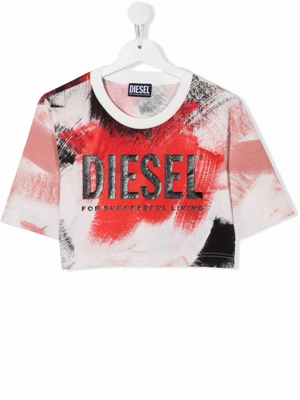 

Diesel Kids playera corta con estampado de pintura - Blanco