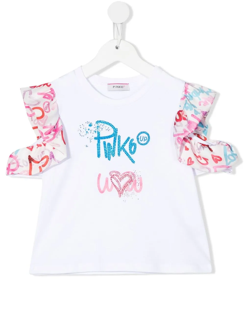 

Pinko Kids playera con volantes y motivo - Blanco