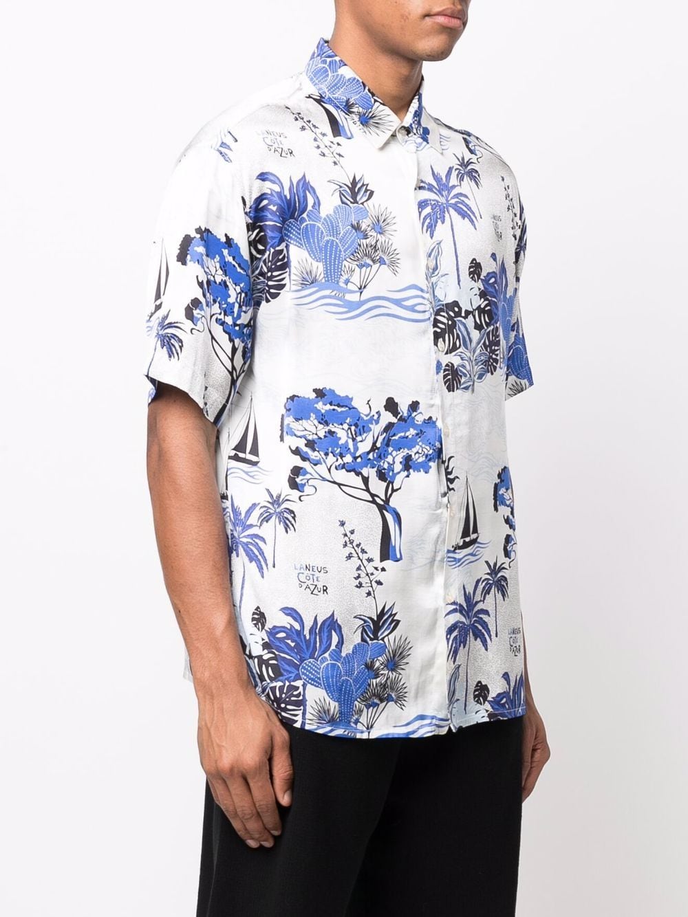 Shop Laneus leaf-print short-sleeve shirt with Express Delivery - FARFETCH