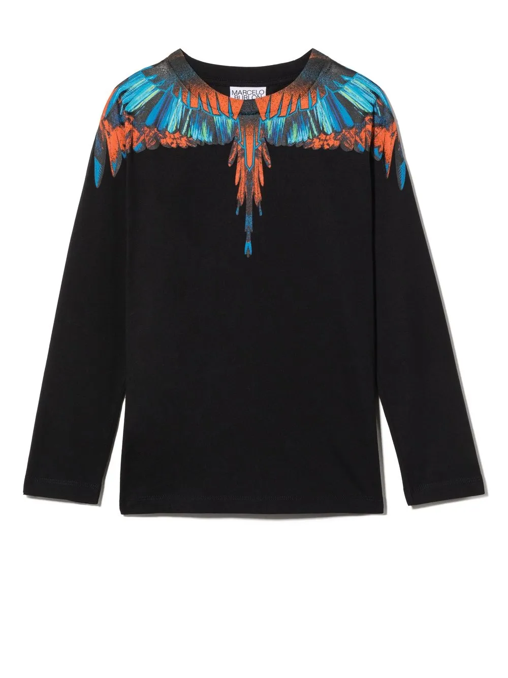 Shop Marcelo Burlon County Of Milan Wings Print Long-sleeve T-shirt In Black Orange