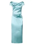 Talbot Runhof draped-detailing midi dress - Blue