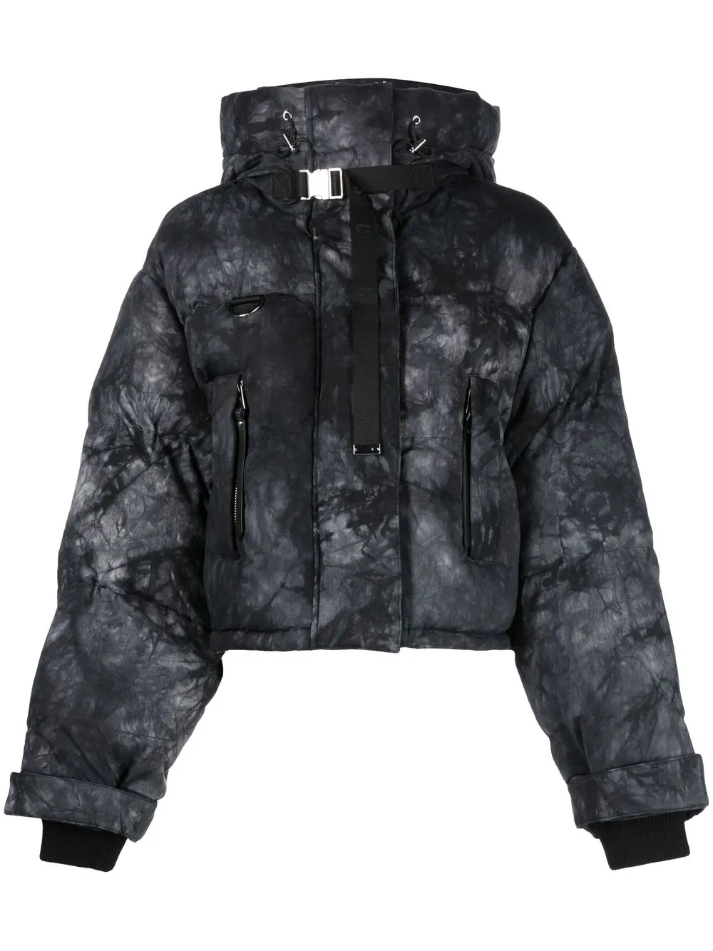 

Shoreditch Ski Club Willow faded-print cropped puffer jacket - Black