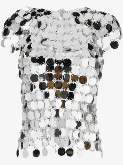 Rabanne metallic-disks short-sleeved top