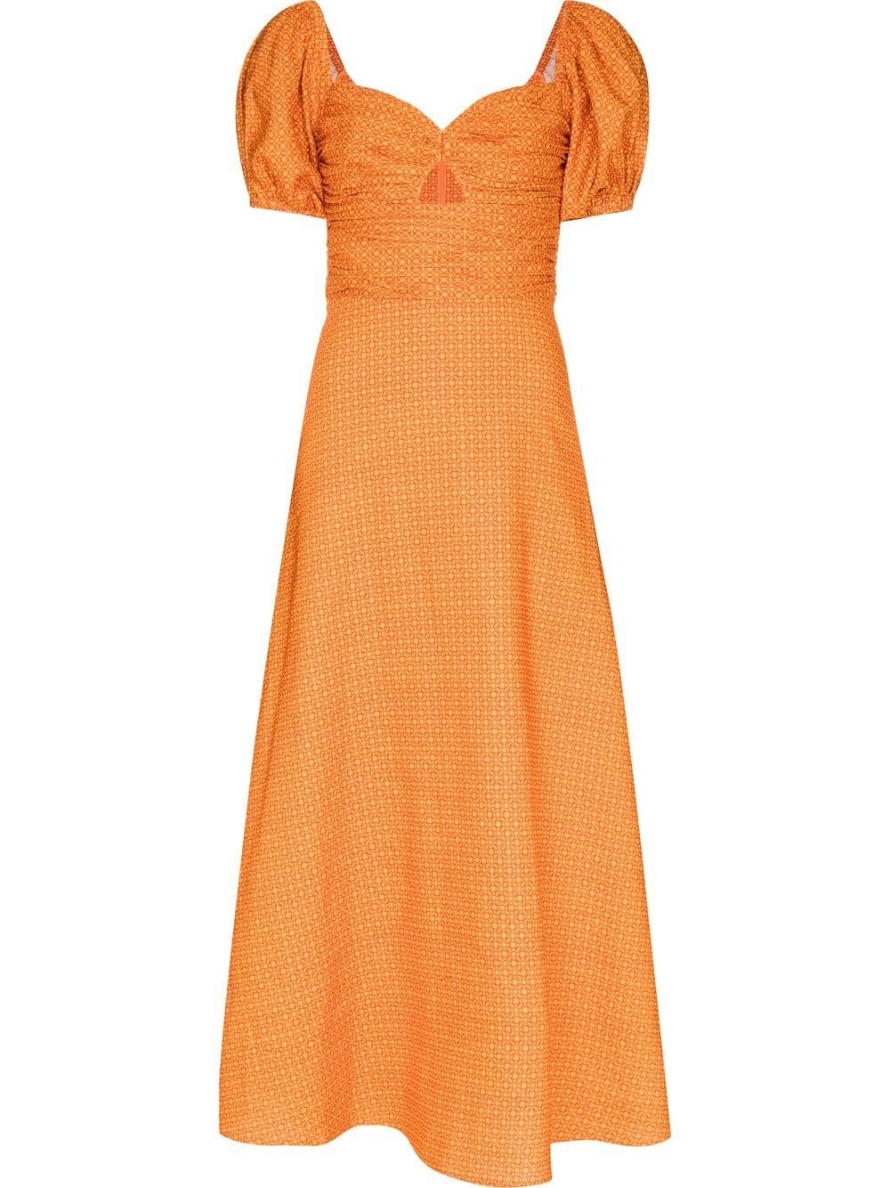Image 1 of peony Marigold Memories off-shoulder midi dress