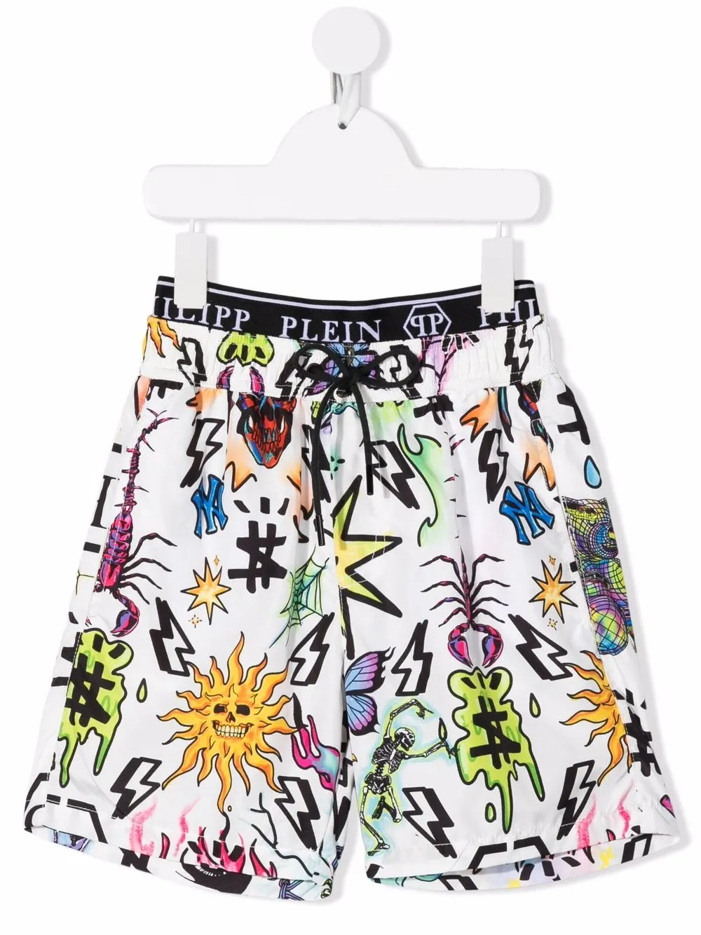 

Philipp Plein Junior all-over graphic print swim trunks - White