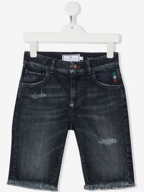 Philipp Plein Junior distressed denim shorts