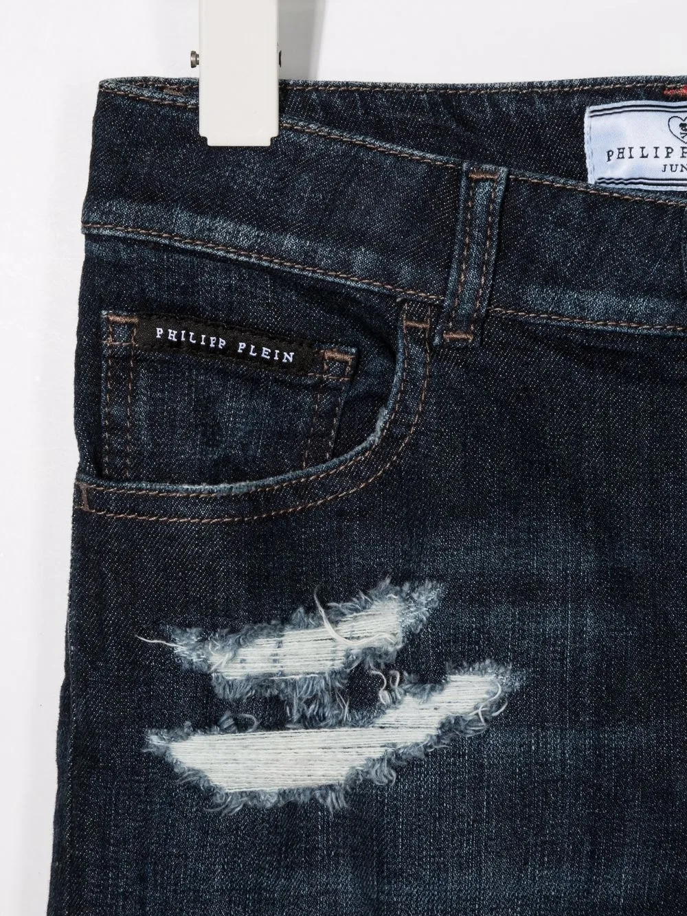  Philipp Plein Junior Distressed Slim-cut Jeans - Blue 