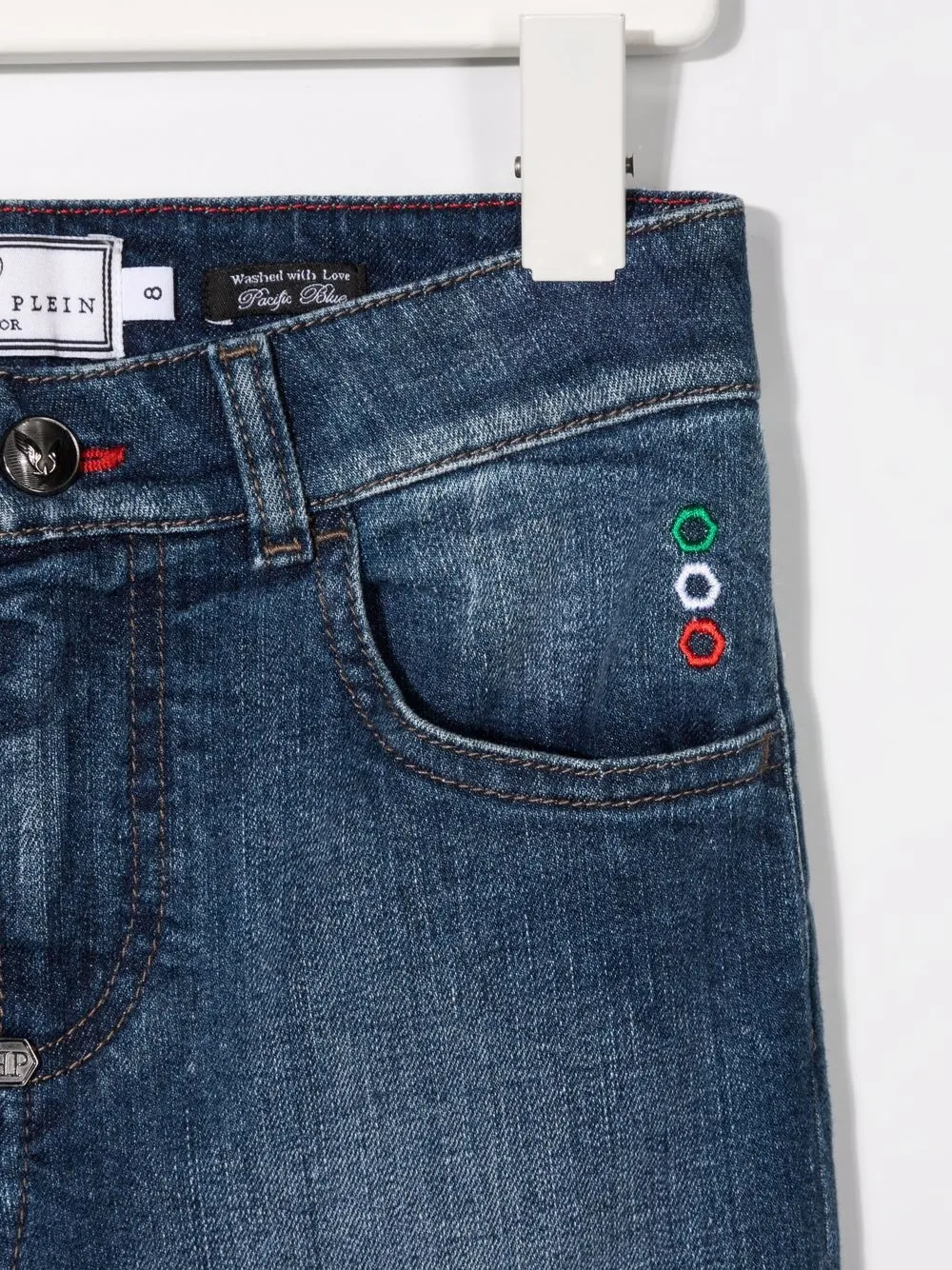  Philipp Plein Junior Logo-patch Slim-cut Jeans - Blue 