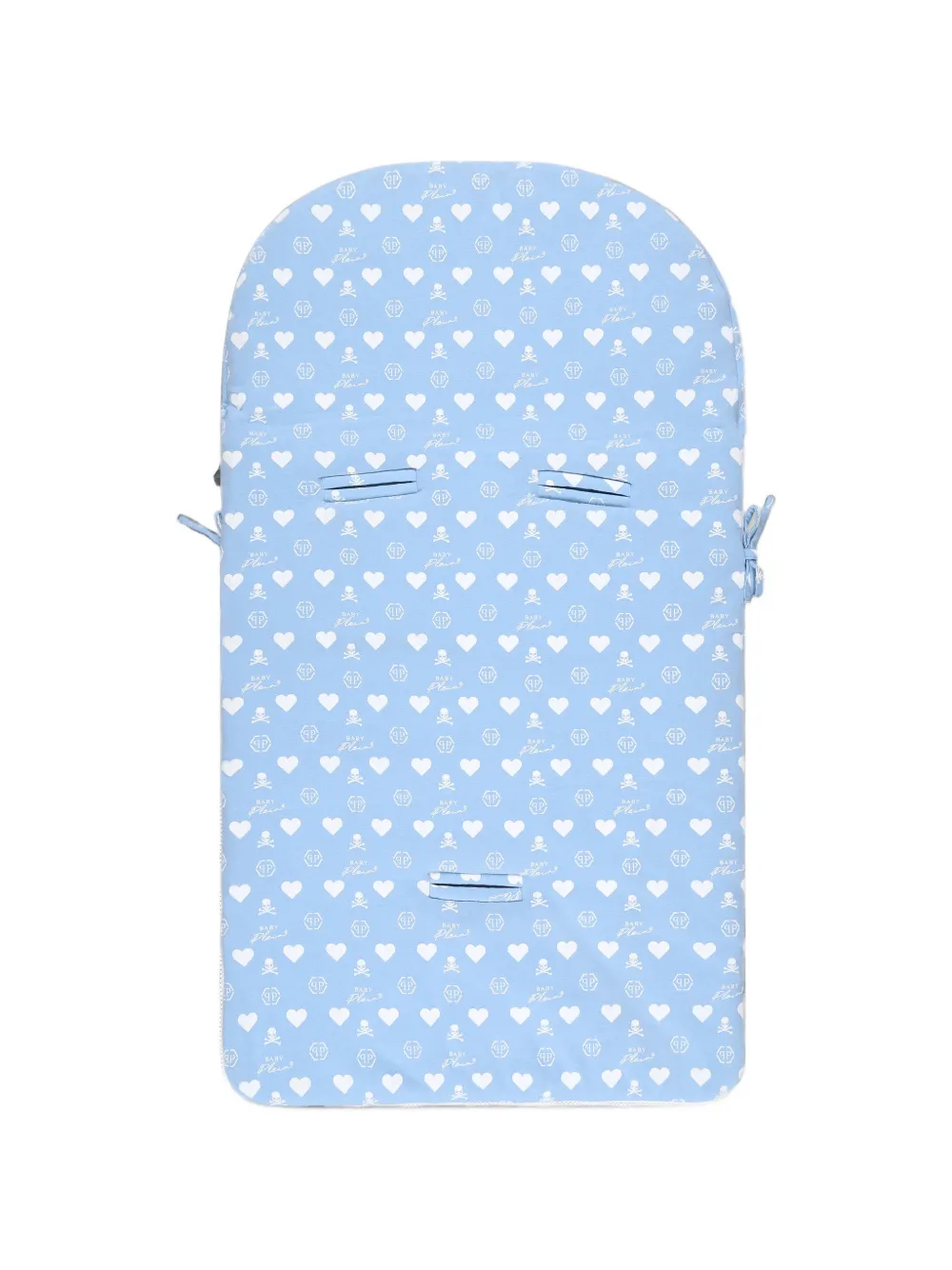 Philipp Plein Junior Babynestje met logo-print en hart-patroon Blauw