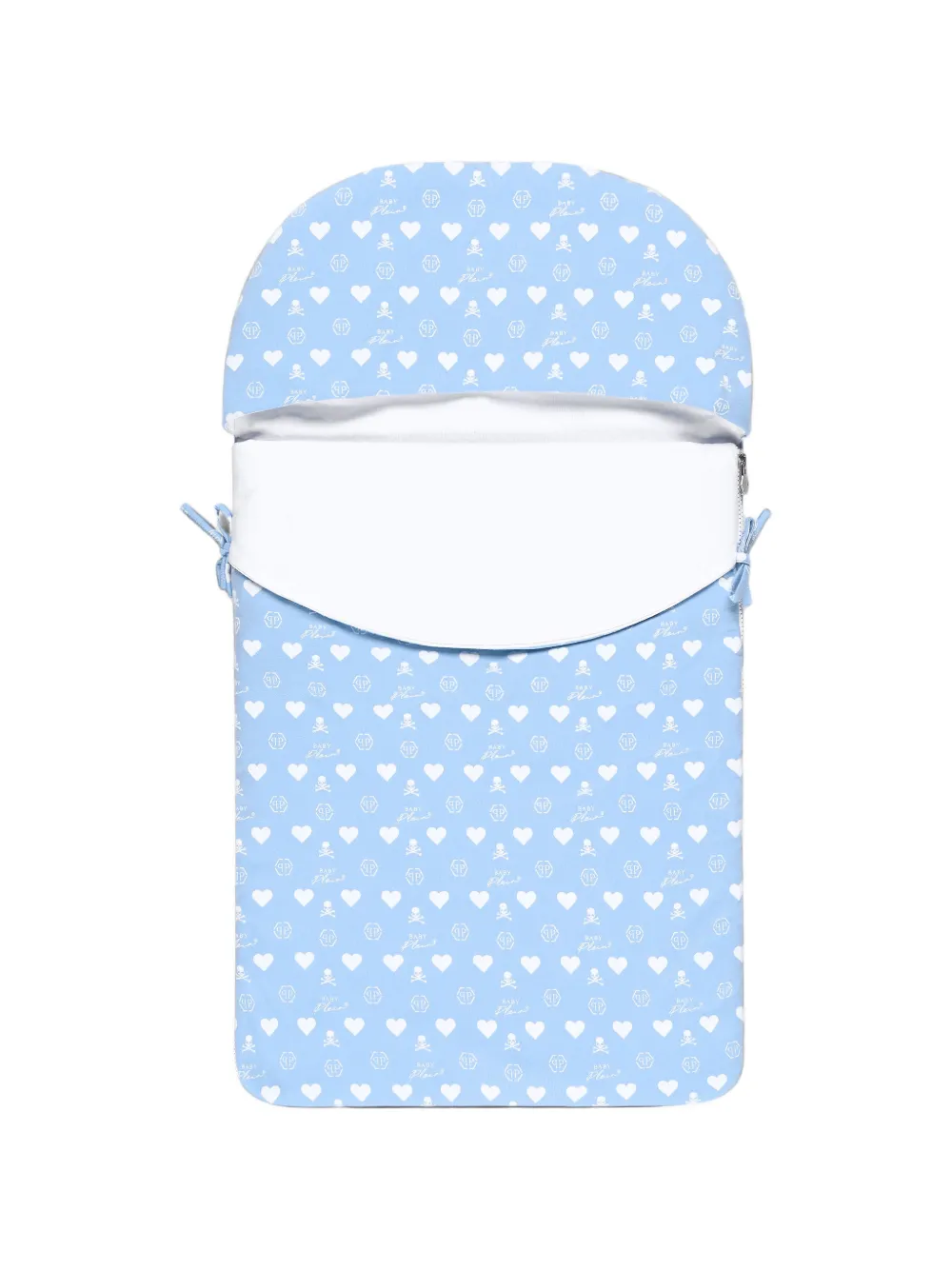 Philipp Plein Junior logo-print heart-motif baby nest - Blu