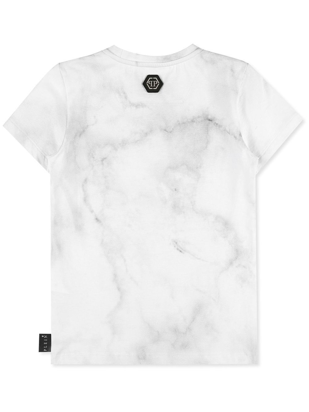 Shop Philipp Plein Junior Logo Crew-neck T-shirt In White