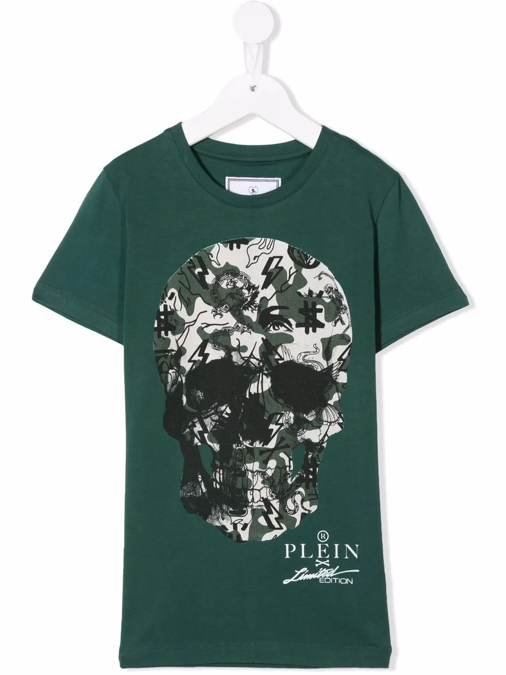 

Philipp Plein Junior logo skull print T-shirt - Green