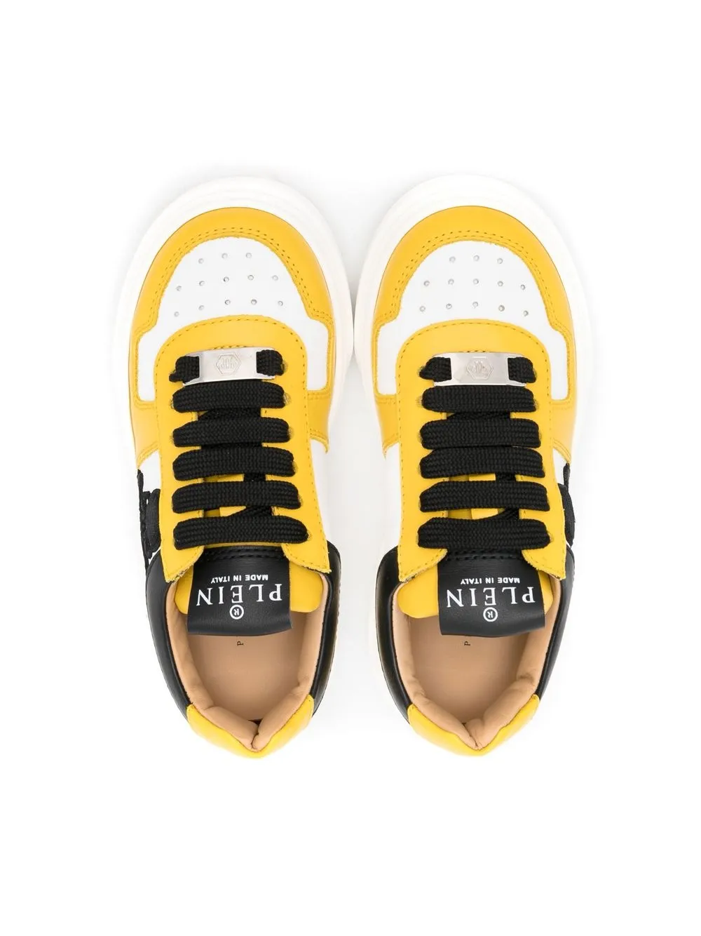  Philipp Plein Junior Sneakers Mit Totenkopf Stickerei   Weiß 